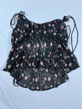 Forever 21 Floral Sheer Ruffle Cami Top - Small